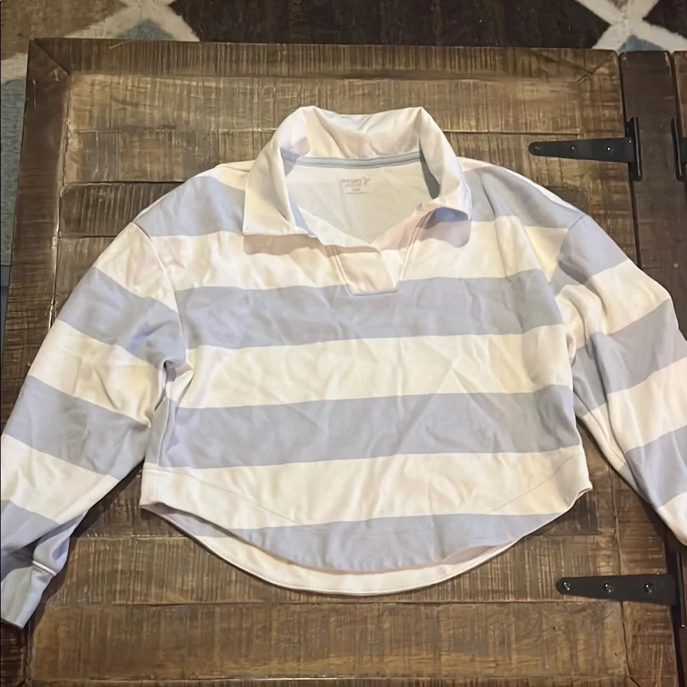 Old Navy Light Blue and White Striped Shirt